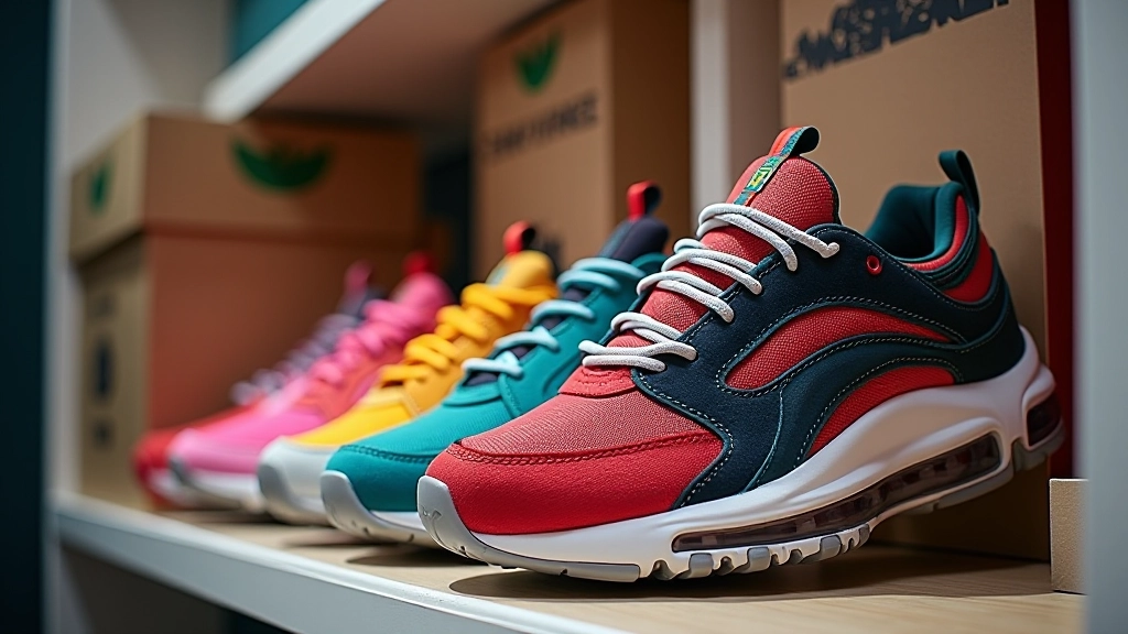 Display of limited-edition sneaker releases arranged on shelf with Turkish brand logos