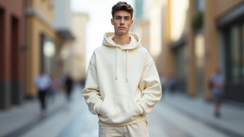 Young person wearing oversized hoodie and chunky white trainers on Istanbul street corner